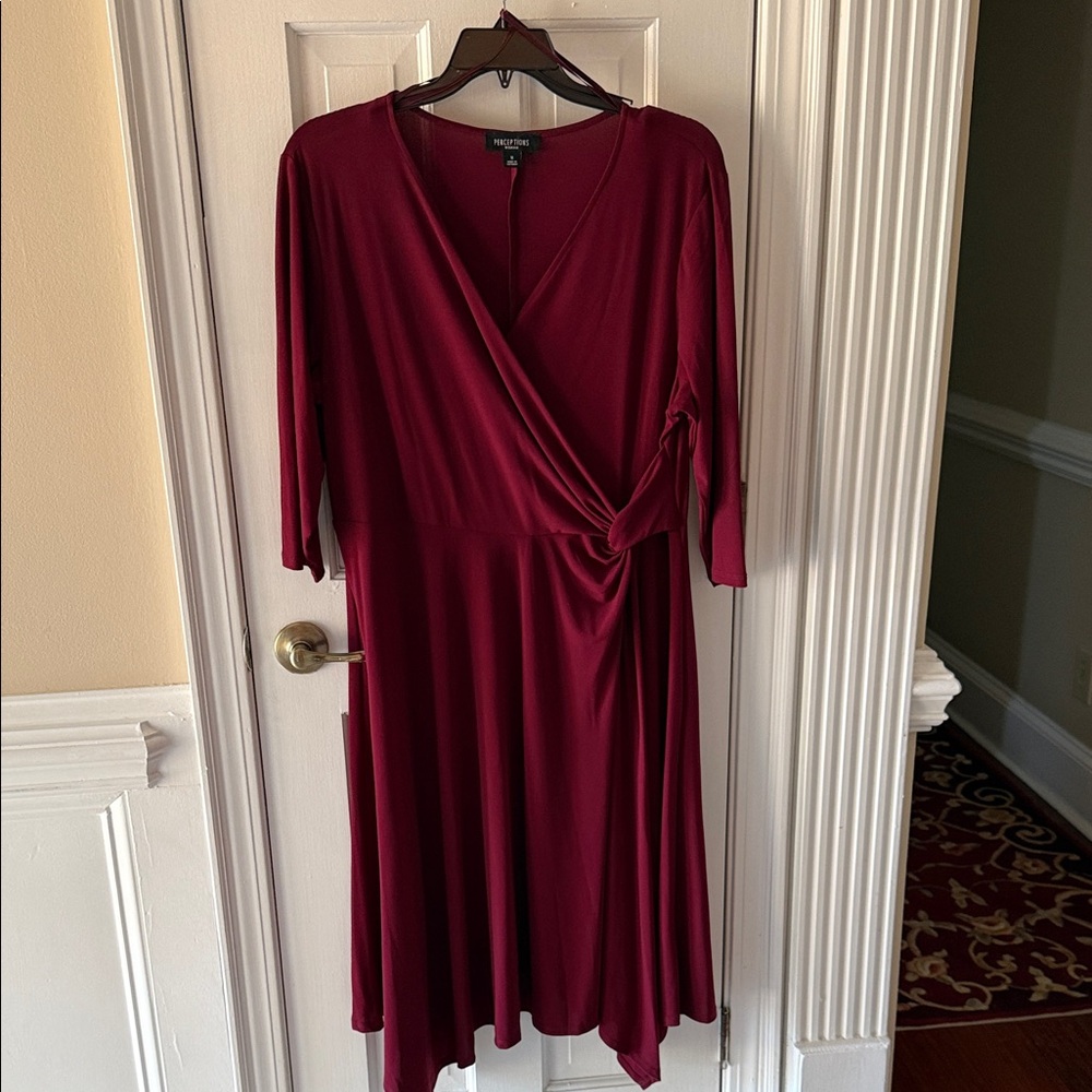 Perceptions Burgundy Asymmetrical Dress